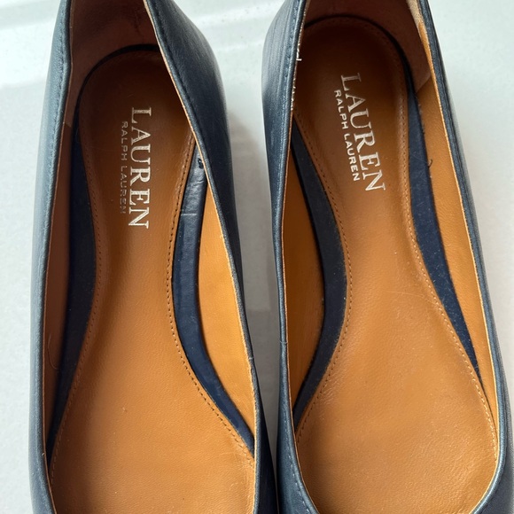 CLEARANCE 🚨 Authentic LAUREN RALPH LAUREN Navy Blue Farrel 100% Leather Flats - Picture 10 of 12